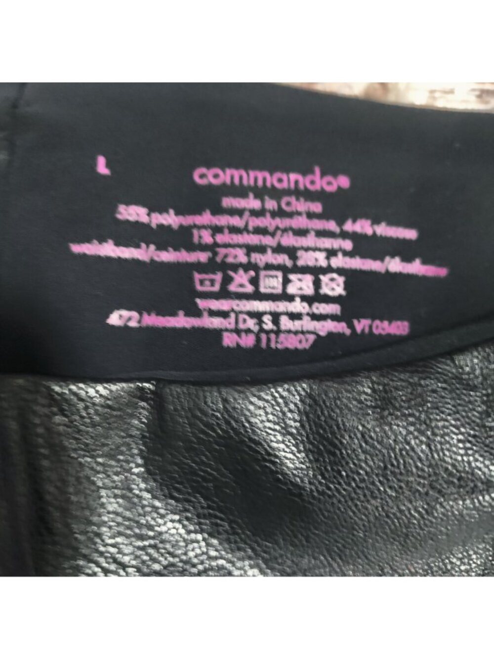 Commando Black Faux Leather High Waisted Stretch Legging Pants Women's Size Larg - Picture 6 of 10